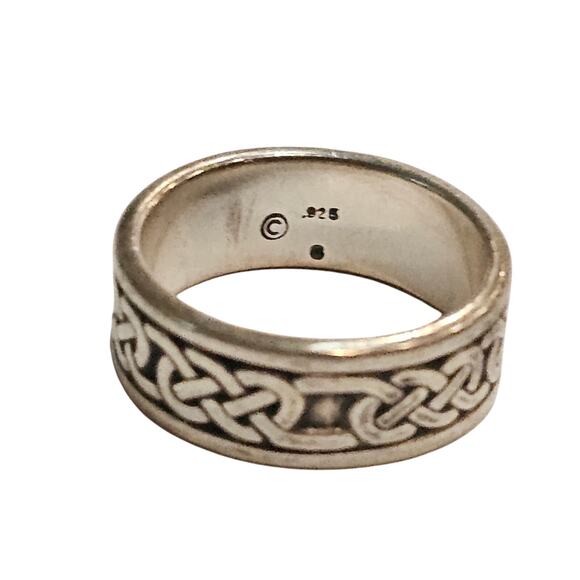 Men's Sterling Silver Celtic Knot Wedding Band Ring - Picture 3 of 3
